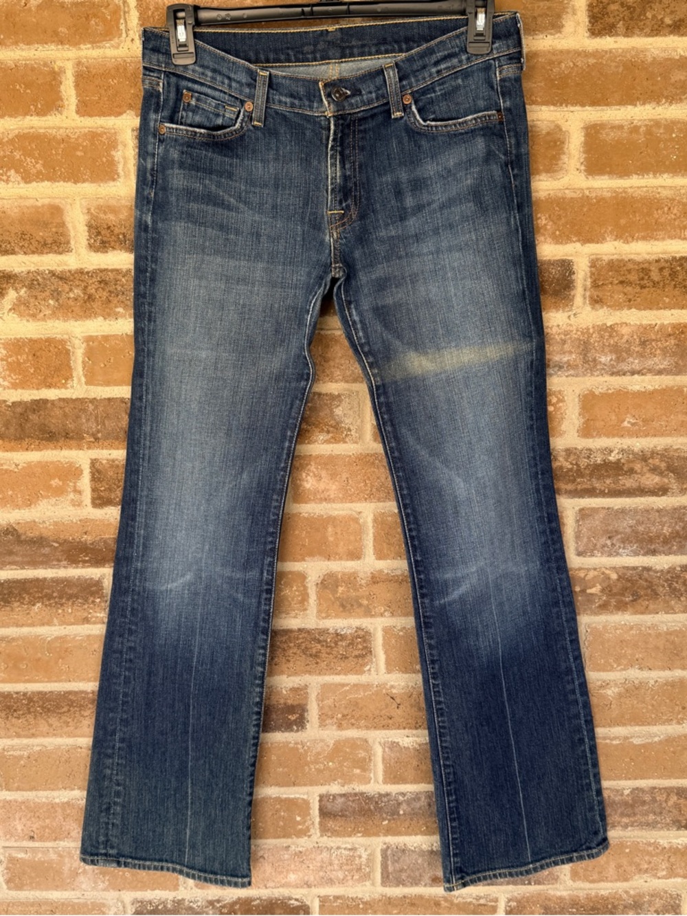 7 For All Mankind Women's Straight Jeans in Dark Blue Wash
